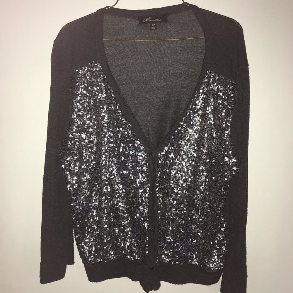 Light weight black sequined cardigan.
